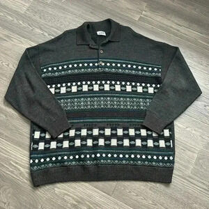 Bovet | Vintage wool blend knit crew neck sweater with buttons